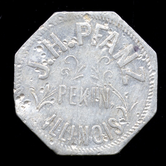 Perkin, IL ... J. H. Pfanz ...  Good for 1 Pint of Milk ... Old Token