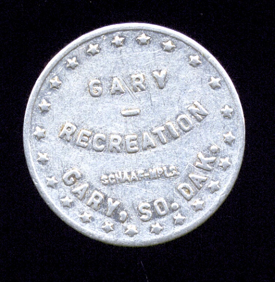 Gary, SD ... Gary Recreation ... Good for 5 Cents ... Old Token