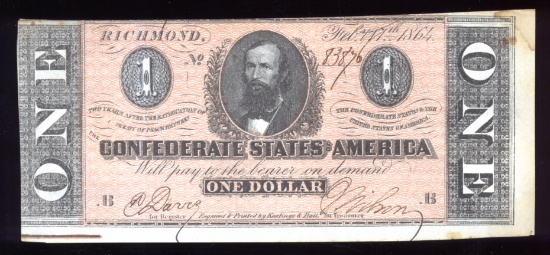 $1 Confederate Bank Note ... CRISP  UNC ... REAL