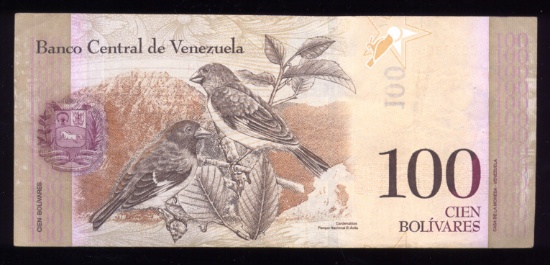 100 Bolivares ... Old Venezuela Bank Note