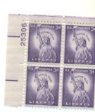 PLATE BLK OF 4 MNH 3c STAMPS