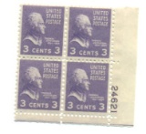 PLATE BLOCK OF MINT 3C STAMPS