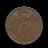 1939-A ... 1 Pfennig ... Old Nazi Swastika German Coin
