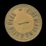 Fort Bliss, TX ... N. C. O. Open Mess ... Good for 5 Cents ... Old Token