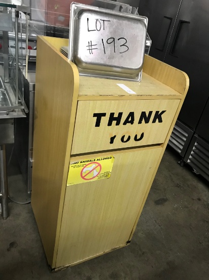 Wooden "thank you" Trash Bin