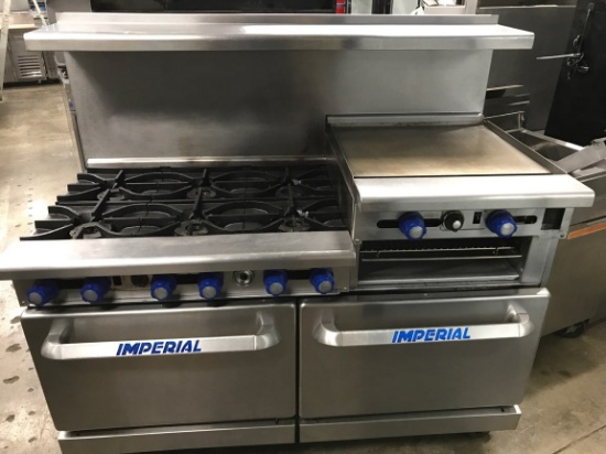 IMPERIAL 6 BURNER / 24" GRIDDLE/ BROILER & 2 OVENS BELOW