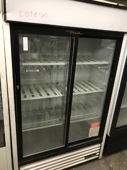 True 2 glass sliding beverage refrigerator
