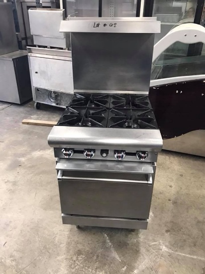 6 BURNER RANGE OVEN WITH OVERHEAD SHELF AND OVEN BELOW