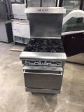 6 BURNER RANGE OVEN WITH OVERHEAD SHELF AND OVEN BELOW