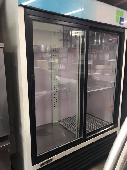 TURBO AIR 2 GLASS SLIDING DOOR REACH IN MERCHANDISER