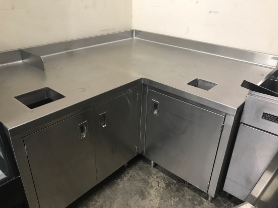 L SHAPE ALL SS WORK TOP TABLE