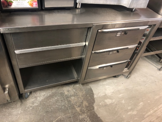 APW 58" WORK TOP TABLE W/WARMING DRAWERS