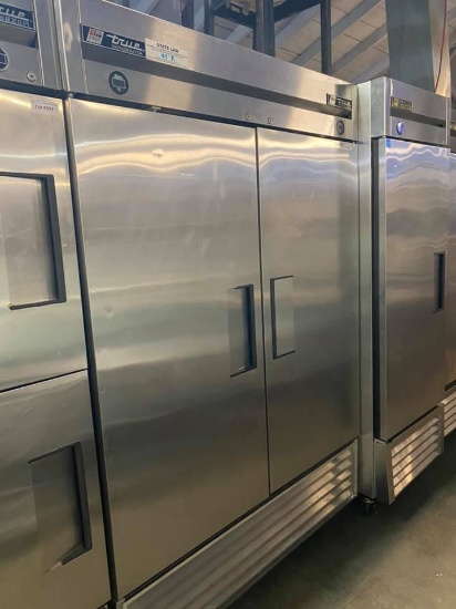 True T-49DT 54-1/8" Reach-In 2-Section Refrigerator Freezer With 2 Solid Doors