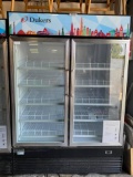 (NEW) Dukers 2 Glass Door Reach In Refrigerator, Merchandiser