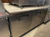 True 67 ¼” 2 Door Worktop Refrigerator w/Marble top Granite & Backsplash