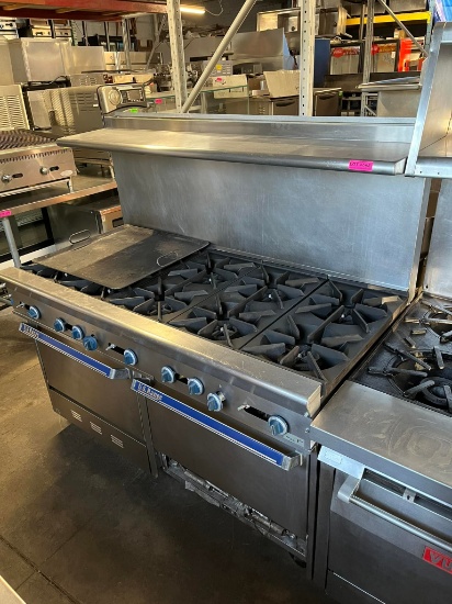 U.S Range 10 Burner Gas Range w/2 Ovens Below & Overshelf