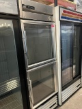 True Single Glass Divided Door Merchandiser Refrigerator