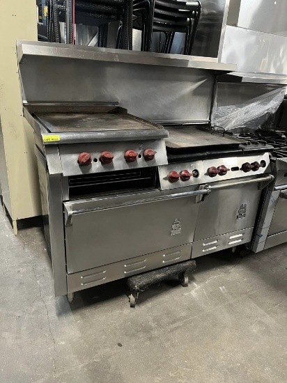 Wolf 6 Burner Gas Range w/24" Griddle, Cheese Melter & Oven Below