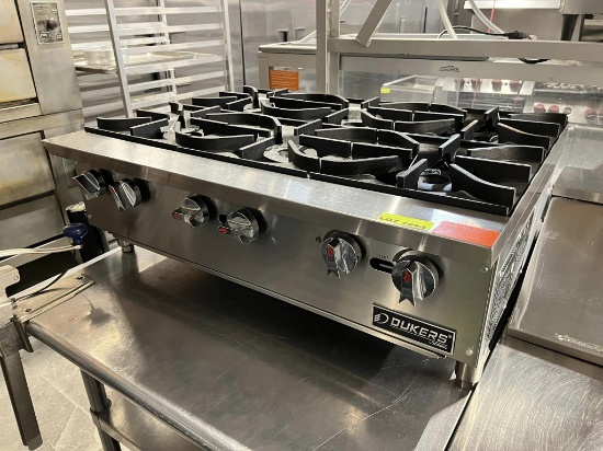 (NEW) Dukers Countertop 6 Burner Gas Range