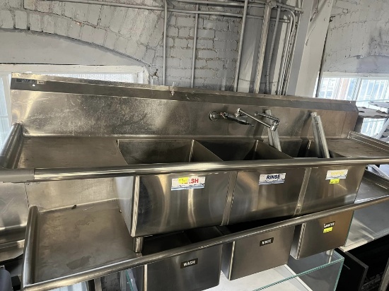 GSW 90” 3 Compartment Sink 17 1/2” x 17 1/2” Basins w/Faucet
