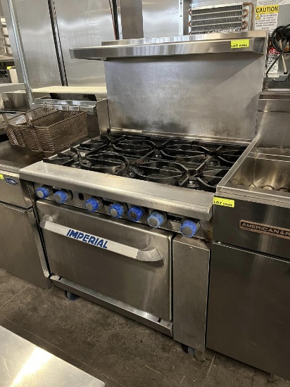 Imperial 6 Burner Gas Range w/Oven Below & Overshelf
