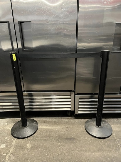 Lavi Industries Beltrac Retractable Belt Barrier Black Post, Black Belt