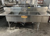 100” (W) X 34” (D) X 43” (H) Universal 3 Compartment All S.S Sink W/Spray