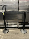 Lavi Industries Beltrac Retractable Belt Barrier Black Post, Black Belt
