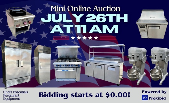 Stars, Stripes & Savings Restaurant Equip Auction!