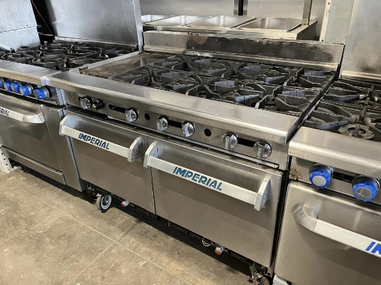 Imperial 48” Combination Range 6 Burners, 12” Griddle & 2 Ovens Below (No bottom covers provided)