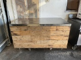 58” x  31 1/2” Wooden & Stainless Steel Cabinet w/Open Back