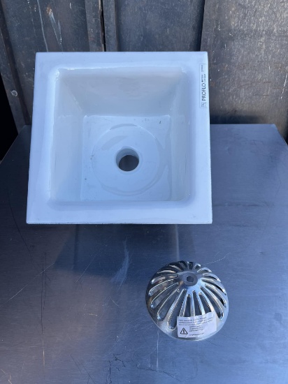 NEW 2" No Hub PORCELAIN FLOOR SINK BODY With Aluminum Dome Strainer