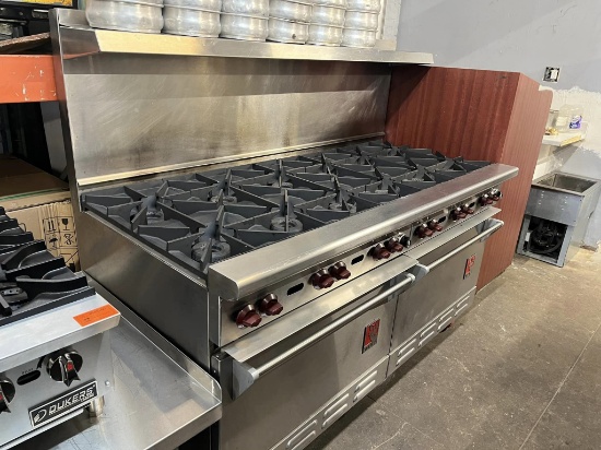 Wolf 12 Burner Gas Range w/2 Ovens Below & Overshelf