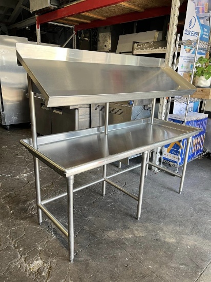 (HEAVY DUTY) All S.S Open Base Dish Table w/Slanted Rack Measurements  W - 72" D - 30" H - 63  1/2"
