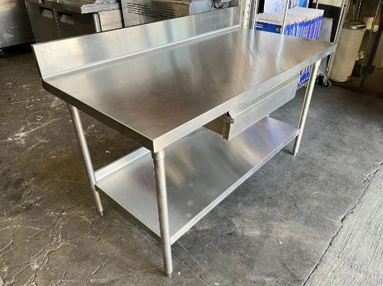 (HEAVY DUTY) ALL S.S. Worktable w/Backsplash & Drawer Measurements  W - 60" D - 30" H - 34"