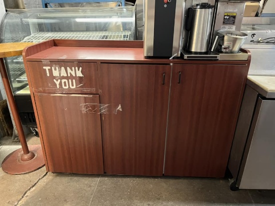 Wooden Trash Bin w/Storage Cabinets