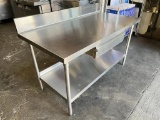 (HEAVY DUTY) ALL S.S. Worktable w/Backsplash & Drawer Measurements  W - 60