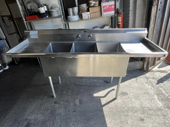 Duke 3 Compartment Sink 84" W x 27" D x 44" H w/16" x 21 Basins