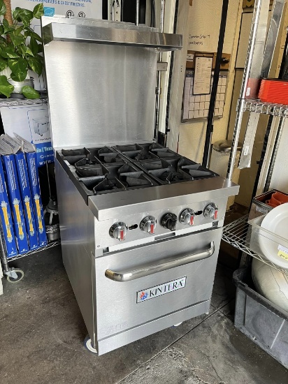 Kintera 4 Burner Gas Range w/Oven Below & Overshelf