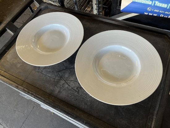 White Round Large Pasta Plates