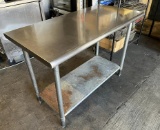 48 x 24 Stainless Steel Worktop Table w/Galvanized Bottom Shelf