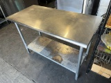 48 x 24 Stainless Steel Worktop Table w/Galvanized Bottom Shelf
