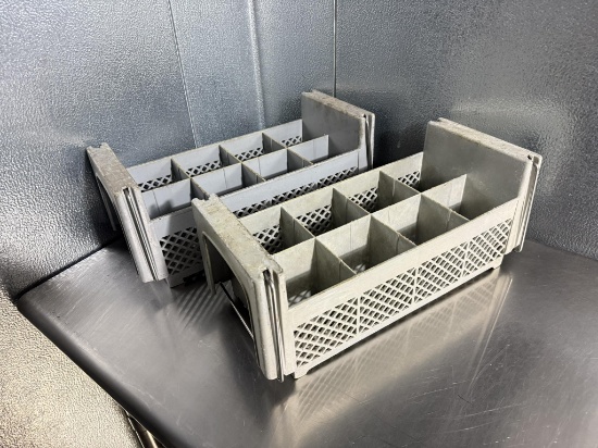 Dishwashing 8 Compartment Half Size Grey Flatware Rack with Handles