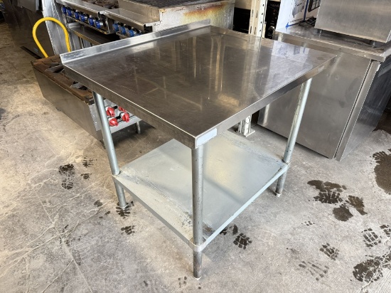 36” W X 30” D X 35” H Worktop Table W/Backsplash & Galvanized Bottom Shelf