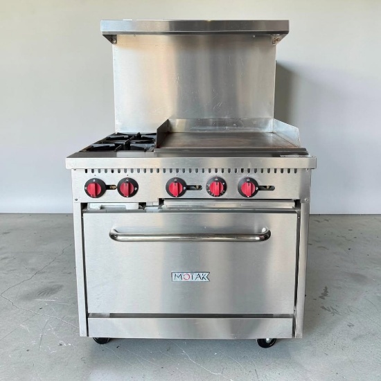 MoTak MR6-G24-C-S 36" 2 Burner Gas Range w/ Griddle - Standard Oven, Convertible