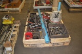 Pallet of Punches, Wheel Pullers, Thread Rods, Drill Chucks, Allen Wrenchs, and Air Hammer