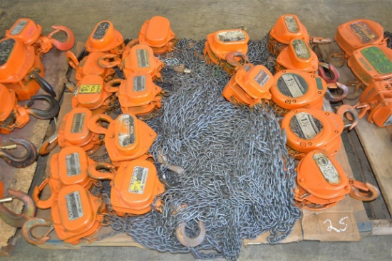 PALLET OF CHAIN FALLS - 1.5 TONS
