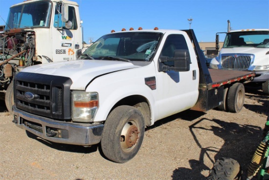 FORD F350 SALVAGE, 11' Steel Flatbed, Diesel Engine, Automatic Transmission, Single Axle  ~