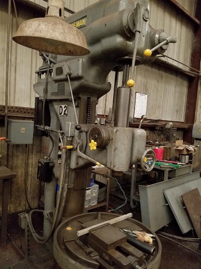 Cleereman Drill Press power feed, 28" manual dia rotary table, #4 moss taper, 50" height