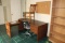 L SHAPED DESK, WOOD CHAIR & OFFICE CHAIR